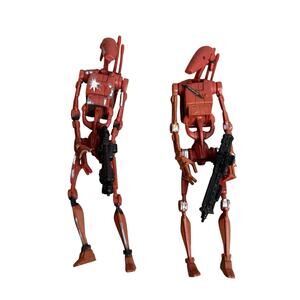 Star Wars 2002 Red Battle Droid Action Figure Blaster Backpack Lot of 2
